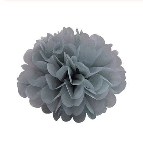 pompom fleur en papier de soie gris
