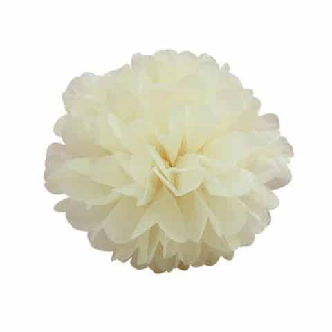 Pompom fleur en papier de soie beige