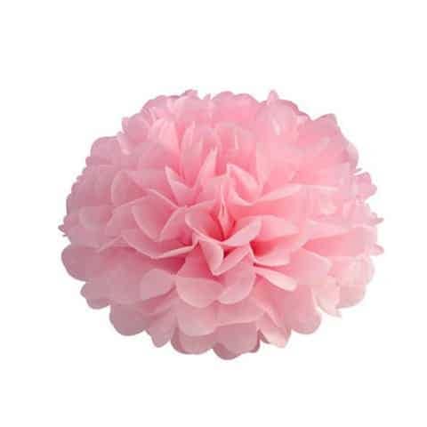 Pompom fleur en papier de soie rose