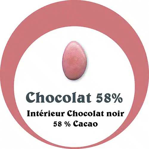 Chocolat noir 58% cacao couleur corail